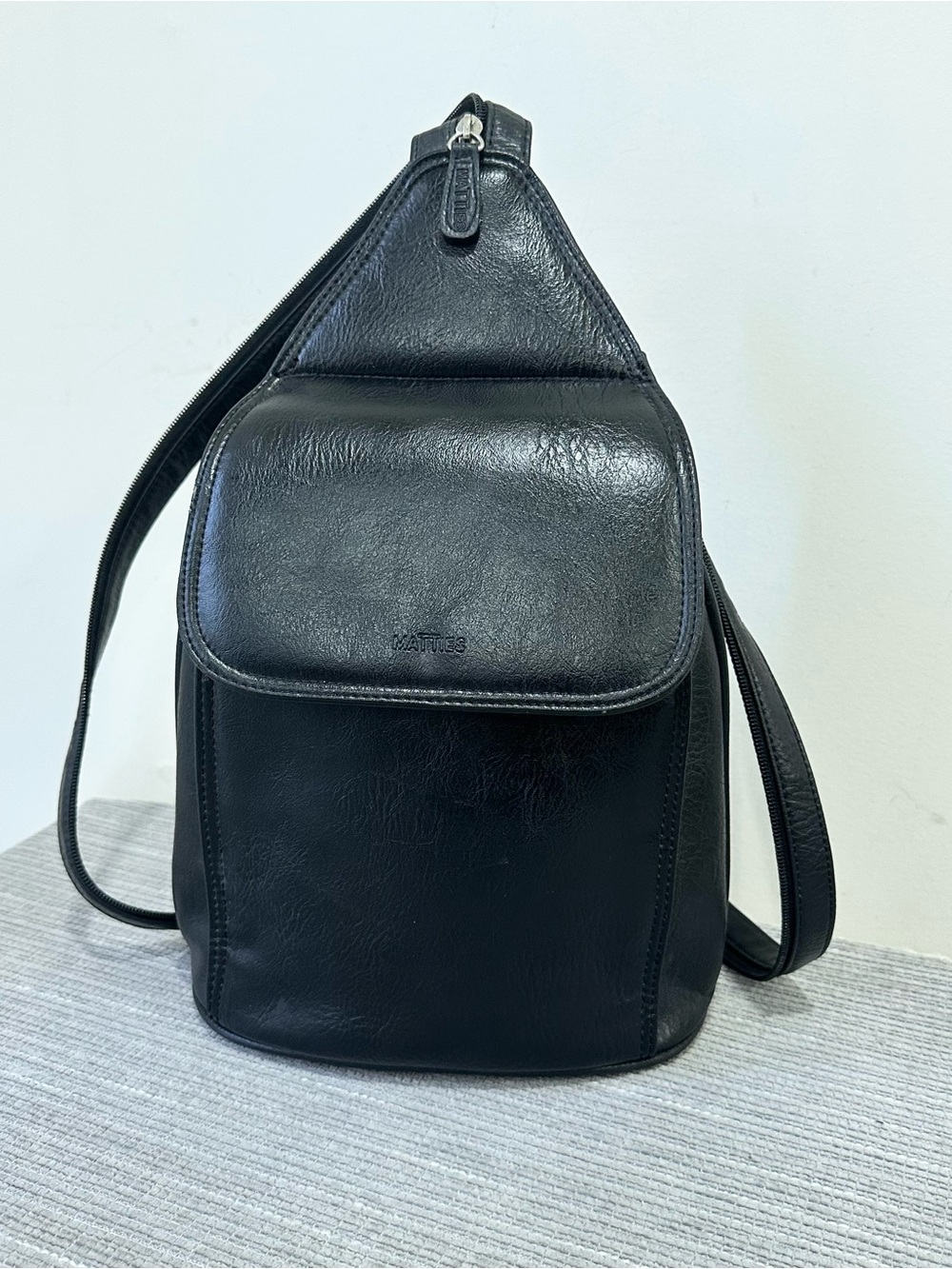 Matties Bags Matias Salva Black Leather Sling Backpack Shoulder Bag Spain